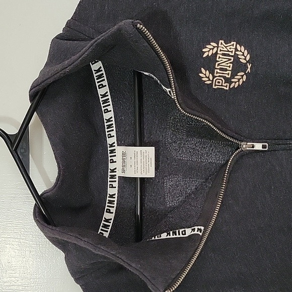 Victorias Secret Pink LEOPARD SEQUINS BLING Half Quarter Zip Sweatshirt M RARE - Picture 5 of 8